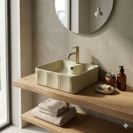 Bathco 4162 - Lavoar de blat CIRCUS 40x40 cm, porțelan/bej