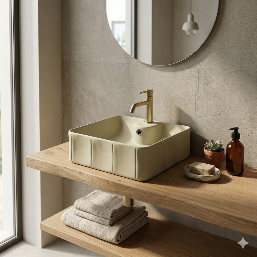 Bathco 4162 - Lavoar de blat CIRCUS 40x40 cm, porțelan/bej
