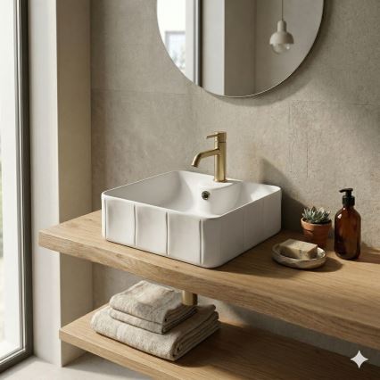 Bathco 4163 - Lavoar pentru blat CIRCUS 40x40 cm porțelan/alb