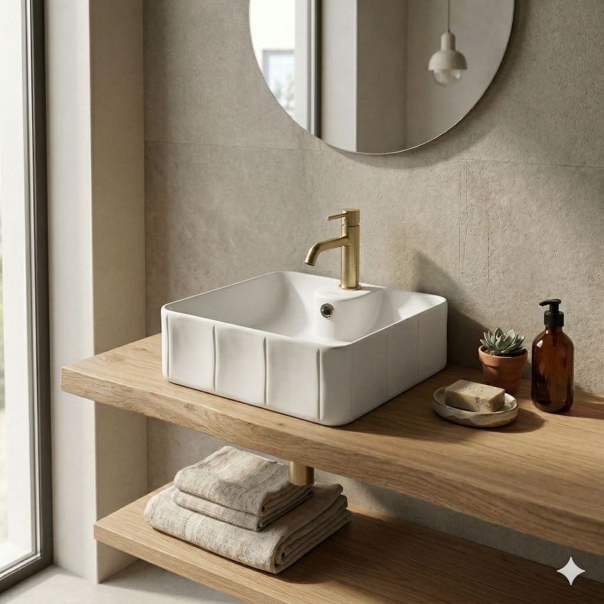 Bathco 4163 - Lavoar pentru blat CIRCUS 40x40 cm porțelan/alb