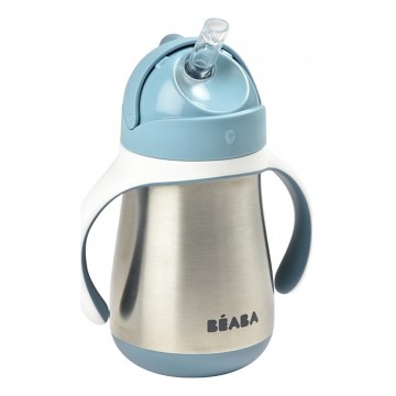 Beaba - Cană termoizolantă cu pai, 250 ml, albastră