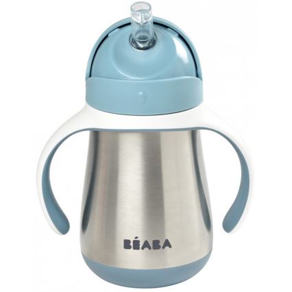 Beaba - Cană termoizolantă cu pai, 250 ml, albastră