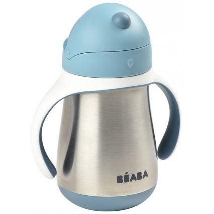 Beaba - Cană termoizolantă cu pai, 250 ml, albastră