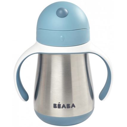 Beaba - Cană termoizolantă cu pai, 250 ml, albastră