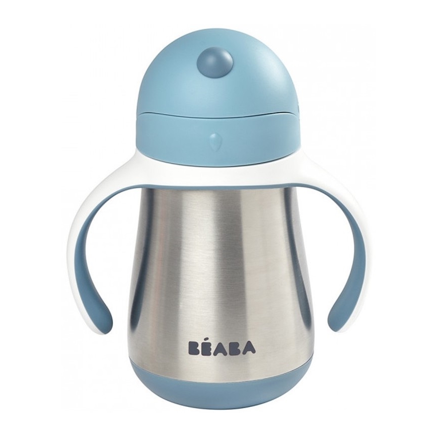 Beaba - Cană termoizolantă cu pai, 250 ml, albastră