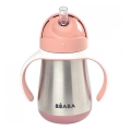 Beaba - Cană termoizolantă cu pai, 250 ml, roz