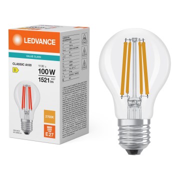 Bec cu filament LED CLASSIC A60 E27/11W/230V 2700K - Ledvance