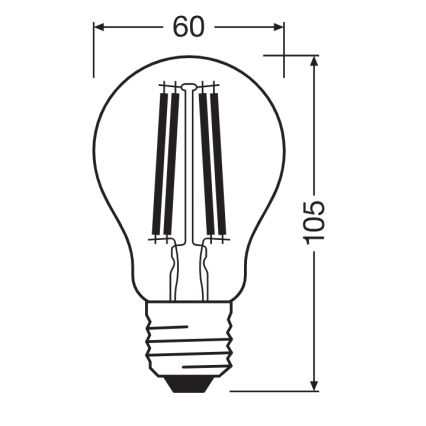 Bec cu filament LED CLASSIC A60 E27/11W/230V 2700K - Ledvance