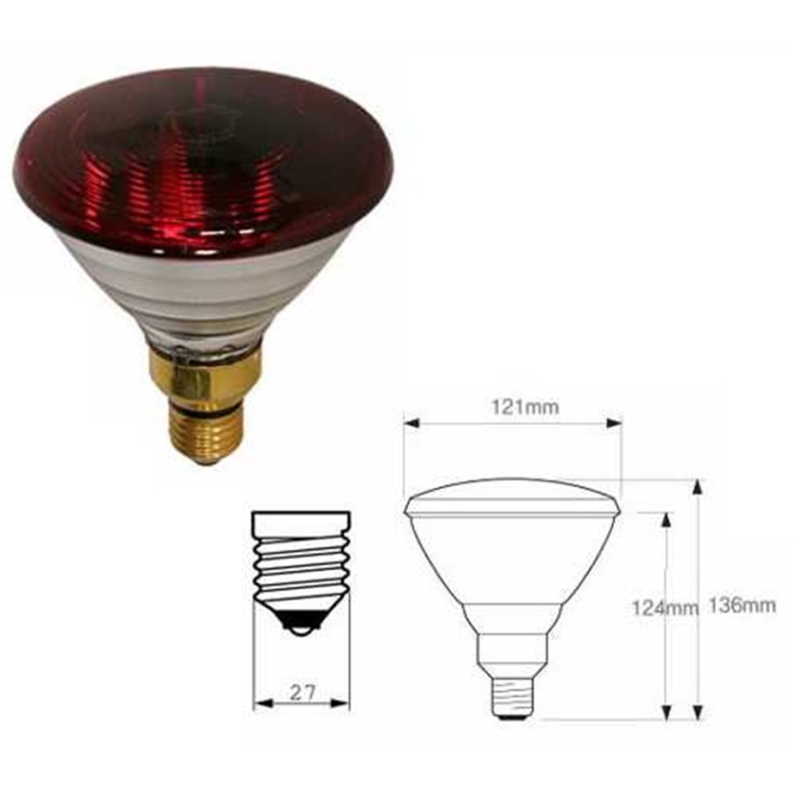 Bec cu infraroșu PHILIPS PAR38 E27 150W/230V, cu pereți groși