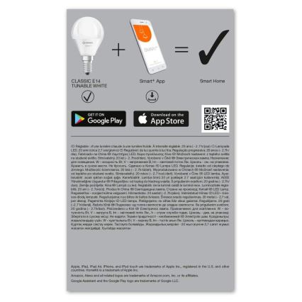 Bec de iluminare cu LED SMART + E14/5W/230V 2.700K-6.500K Wi-Fi - Ledvance