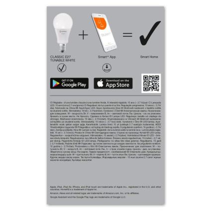 Bec de iluminare cu LED SMART + E27/14W/230V 2.700K-6.500K Wi-Fi - Ledvance