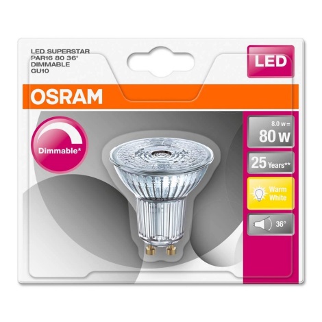 Bec dimmabil LED GU10/7,2W/230V 2700K - Osram