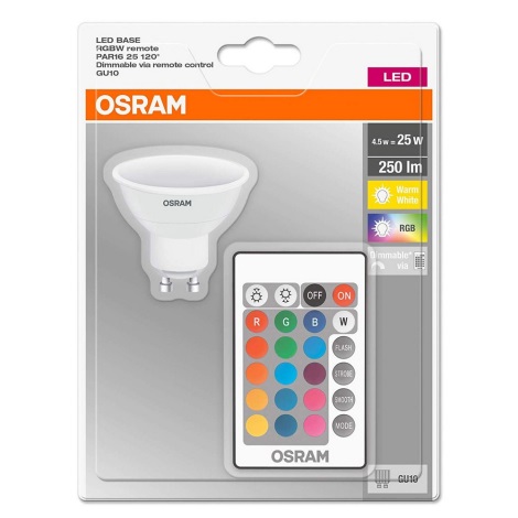 Bec dimmabil LED RGB GU10/4,5W/230V - Osram