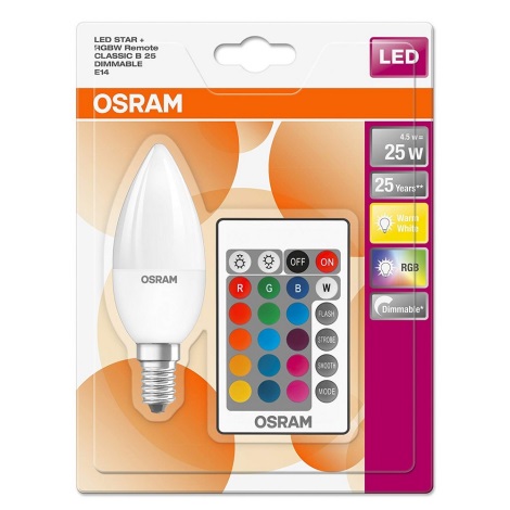 Bec dimmabil LED RGB STAR E14/4,5W/230V 2700K – Osram