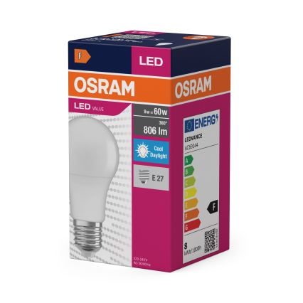 Bec LED A60 E27/8W/230V 6500K - Osram