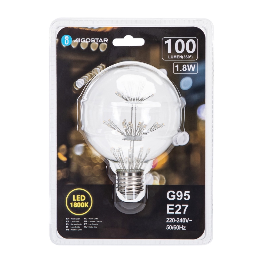 Bec LED Aigostar FILAMENT G95 E27/1,8W/230V 1800K