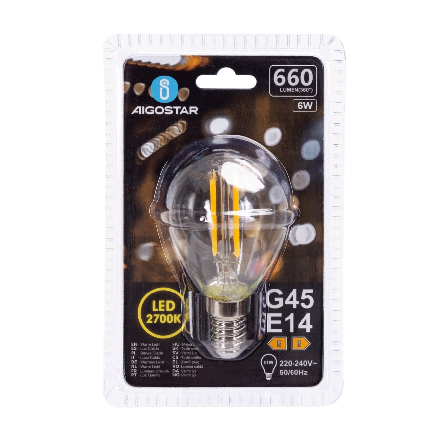 Bec LED Aigostar G45 E14/6W/230V 2700K