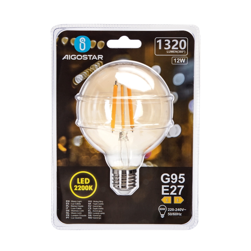 Bec LED Aigostar G95 E27/12W/230V 2200K