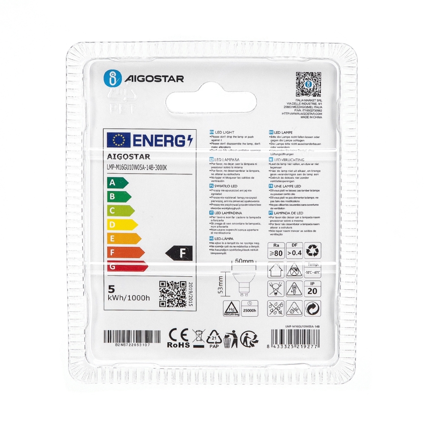 Bec LED Aigostar GU10/4,5W/230V 3000K
