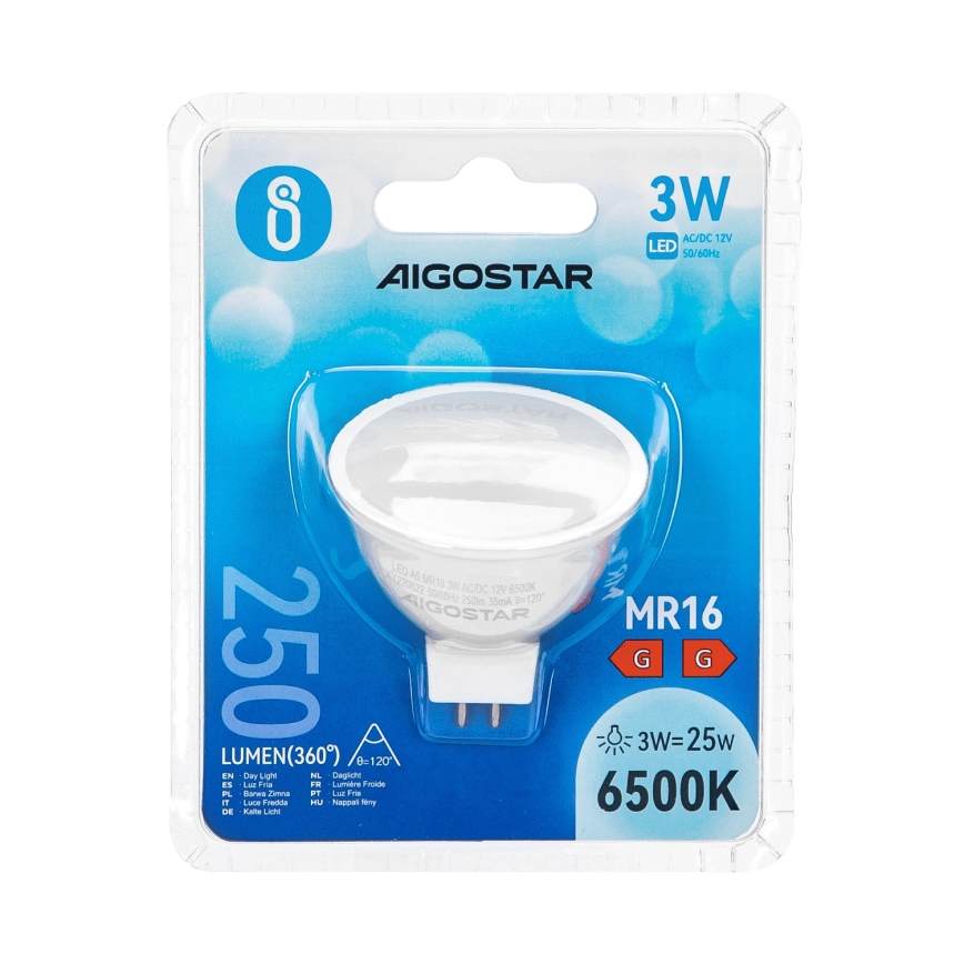 Bec LED Aigostar MR16 GU5,3/3W/12V 6500K