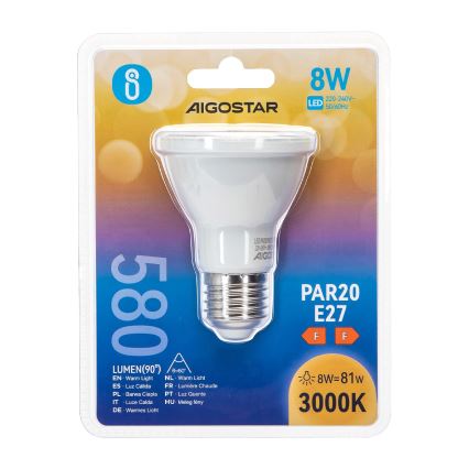 Bec LED Aigostar PAR20 E27/8W/230V 3000K