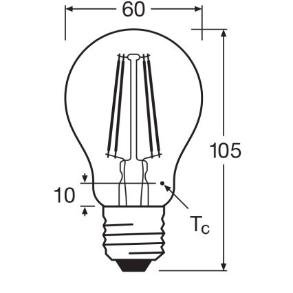 Bec LED CLASSIC FILAMENT A60 E27/7,5W/230V 2700K - Ledvance