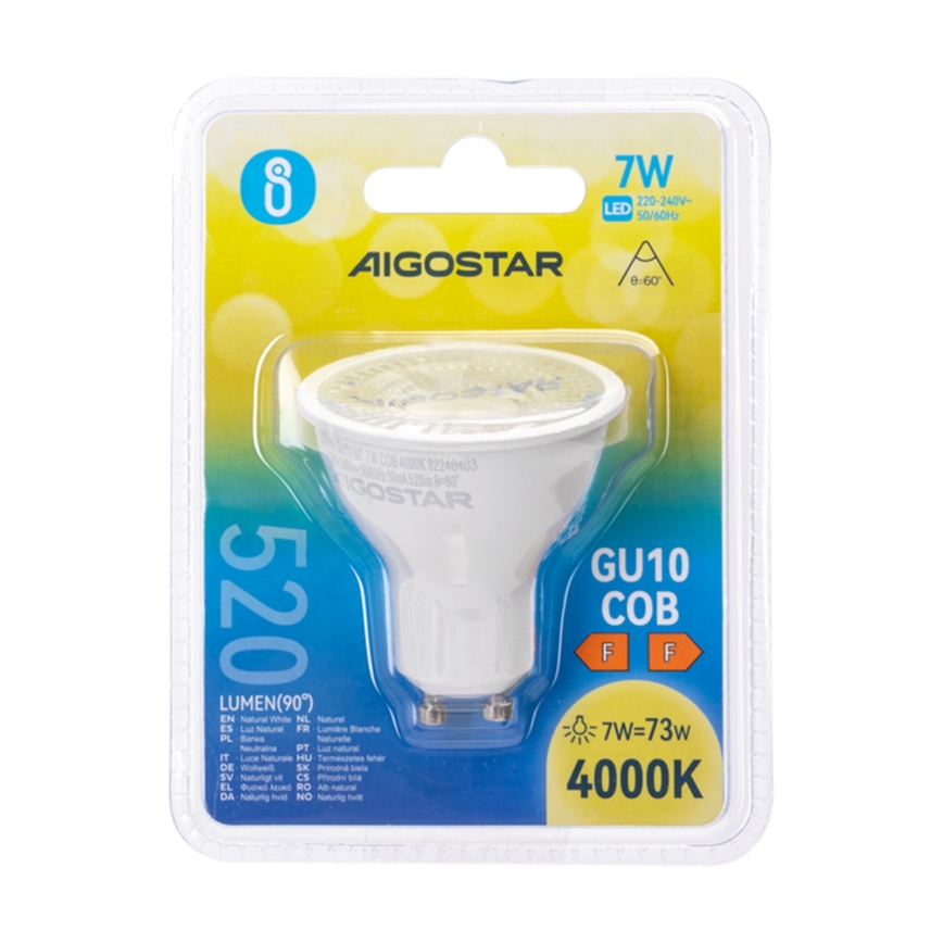 Bec LED COB GU10, 7W, 230V, 4000K - Aigostar