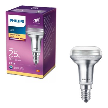 Bec LED cu reflector Philips R50, soclu E14, 1,4 W, 230 V, 2700 K