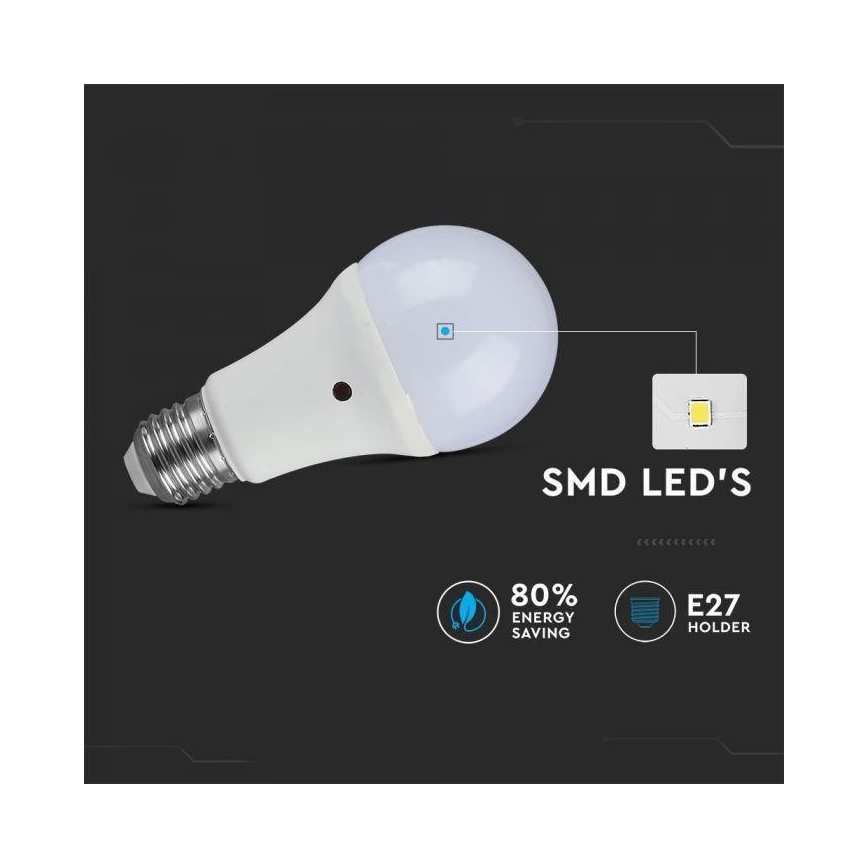 Bec LED cu senzor crepuscular E27/9W/230V 2700K
