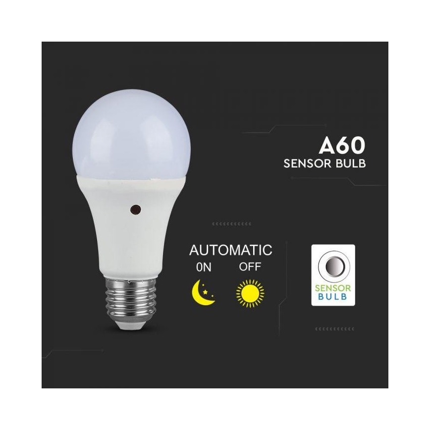 Bec LED cu senzor crepuscular E27/9W/230V 2700K
