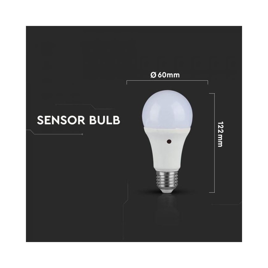 Bec LED cu senzor crepuscular E27/9W/230V 2700K