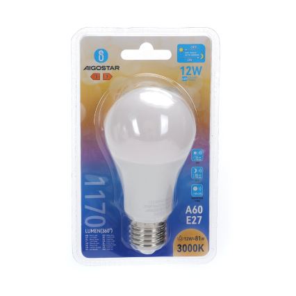 Bec LED cu senzor de crepuscul A60 E27/12W/230V 3000K - Aigostar