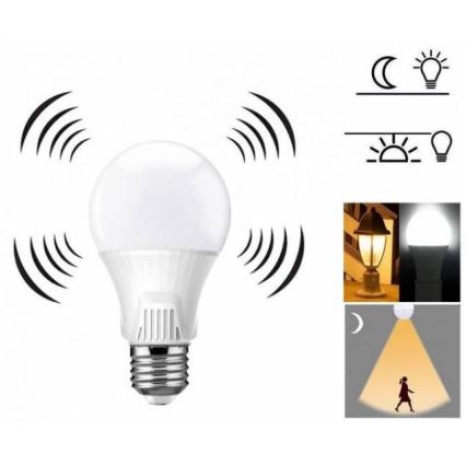 Bec LED cu senzor de mișcare E27/9W/230V 6500K