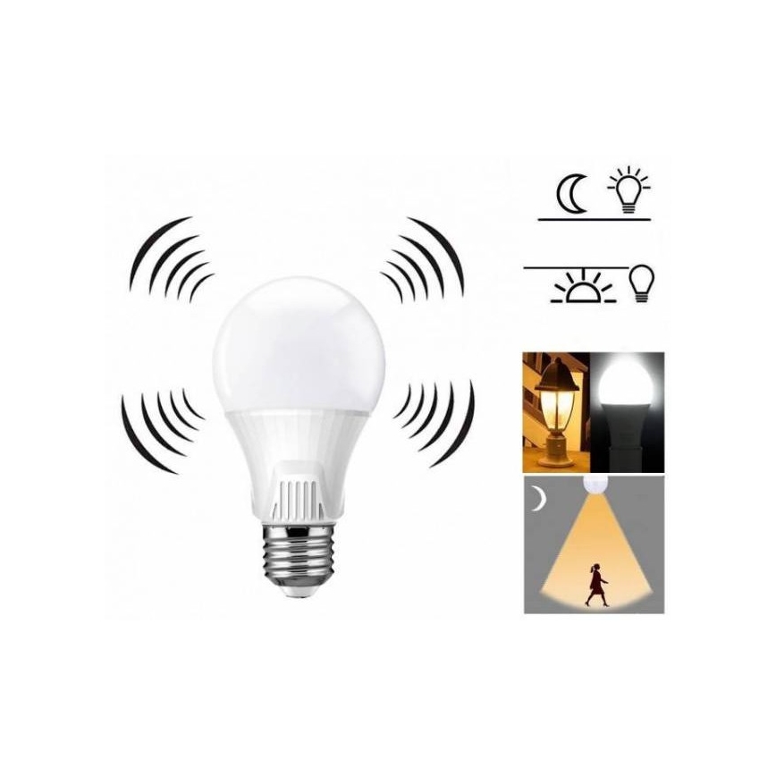 Bec LED cu senzor de mișcare E27/9W/230V 6500K