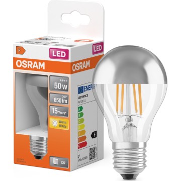 Bec LED cu vârf oglindă FILAMENT E27/6,5W/230V 2700K argintiu- Osram