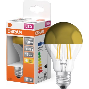 Bec LED cu vârf oglindă FILAMENT E27/6,5W/230V 2700K auriu - Osram