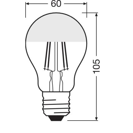 Bec LED cu vârf oglindă FILAMENT E27/6,5W/230V 2700K auriu - Osram