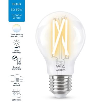 Bec LED dimabil FILAMENT A60 E27/6,7W/230V 2700-6500K CRI 90 Wi-Fi WiZ