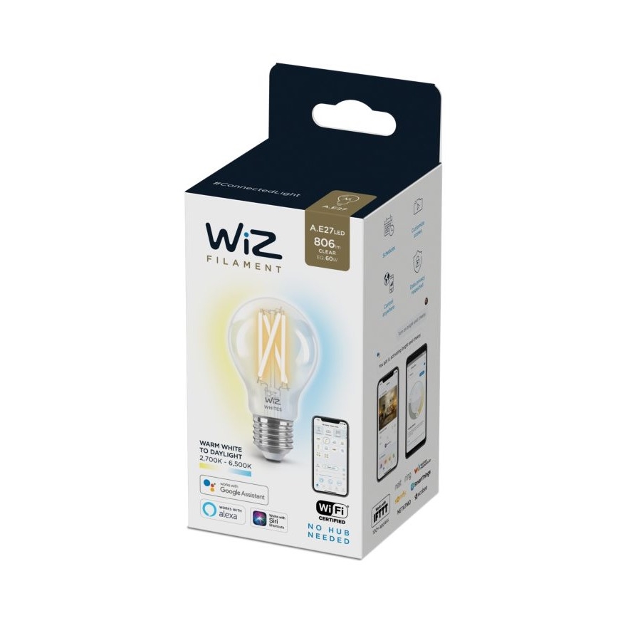 Bec LED dimabil FILAMENT A60 E27/6,7W/230V 2700-6500K CRI 90 Wi-Fi WiZ