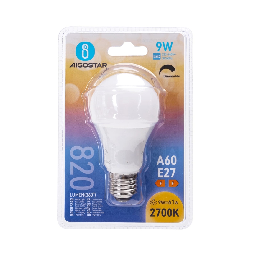 Bec LED dimabil A60 E27/9W/230V 2700K - Aigostar