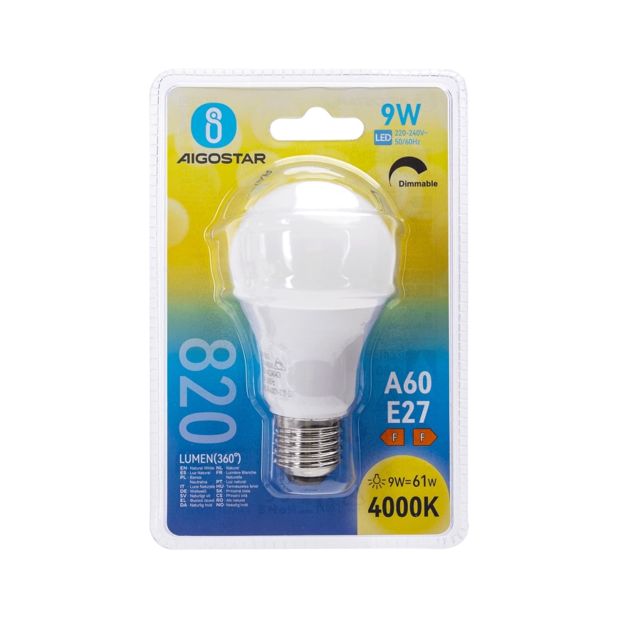 Bec LED dimabil A60 E27/9W/230V 4000K - Aigostar