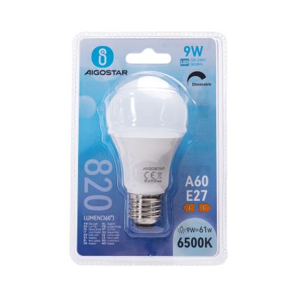 Bec LED dimabil A60 E27/9W/230V 6500K - Aigostar
