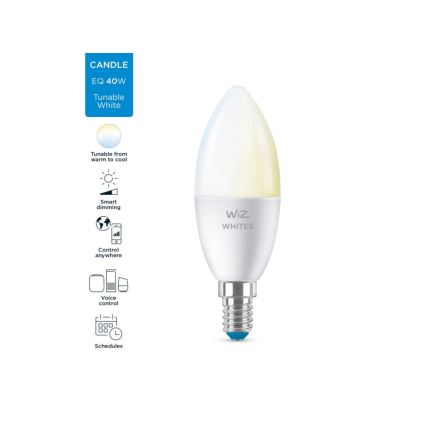 Bec LED dimabil C37 E14/4,9W/230V 2700-6500K CRI 90 Wi-Fi WiZ