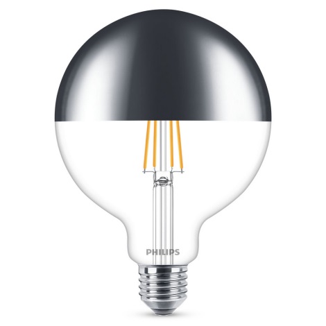 Bec LED dimabil cu cap sferic oglindit MODERN Philips E27/8W/230V 2700K