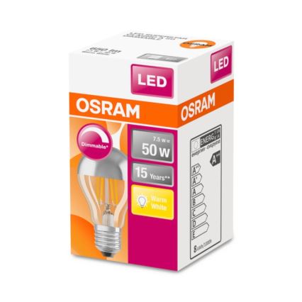 Bec LED dimabil cu cap sferic oglindit VINTAGE E27/7,5W/230V 2700K Osram