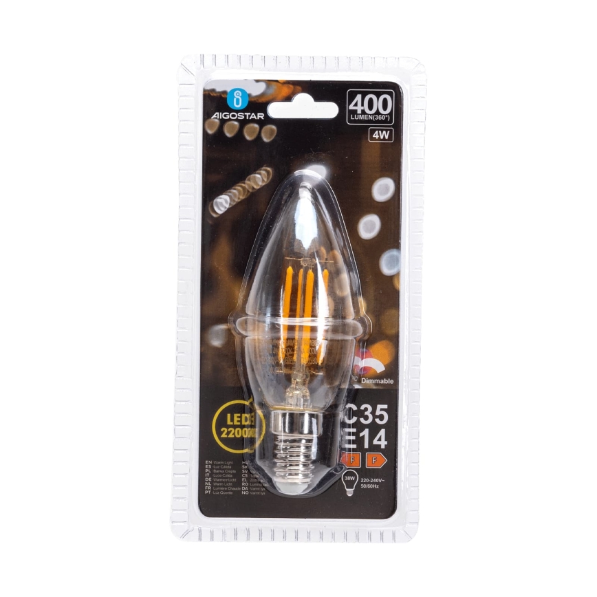 Bec LED dimabil FILAMENT C35 E14/4W/230V 2200K - Aigostar