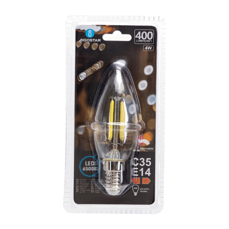 Bec LED dimabil FILAMENT C35 E14/4W/230V 6500K - Aigostar