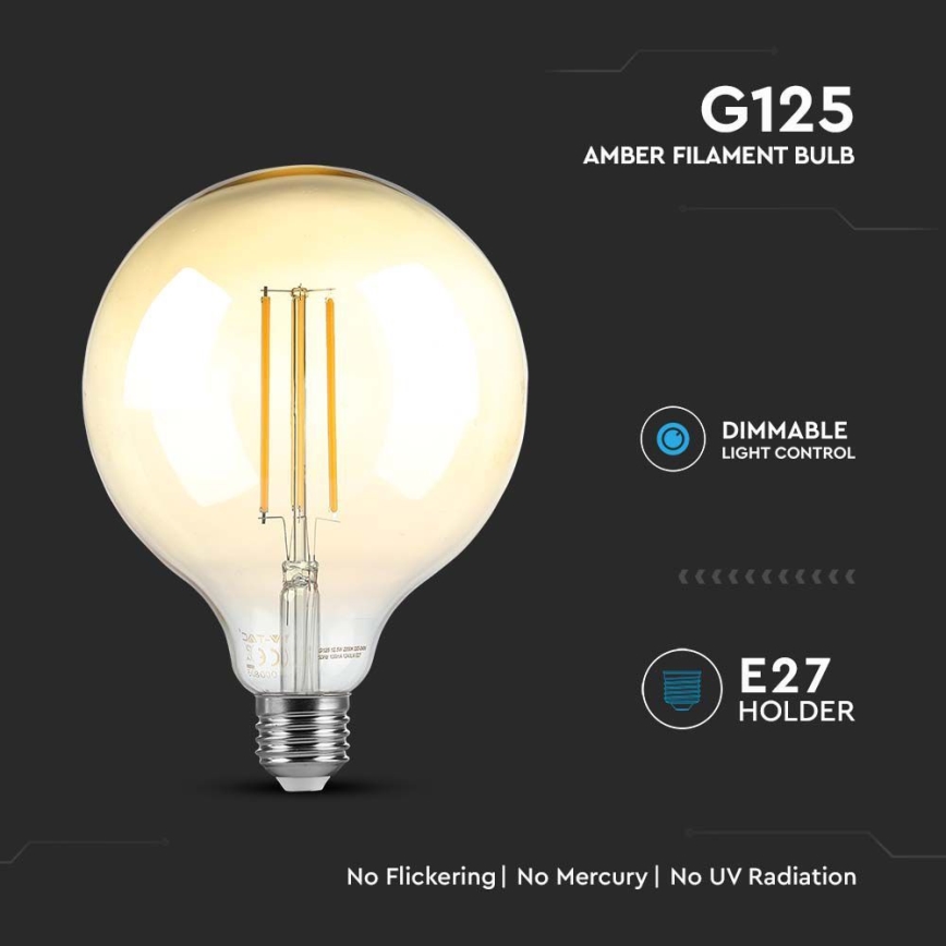 Bec LED dimabil FILAMENT G125 E27/8W/230V 2200K