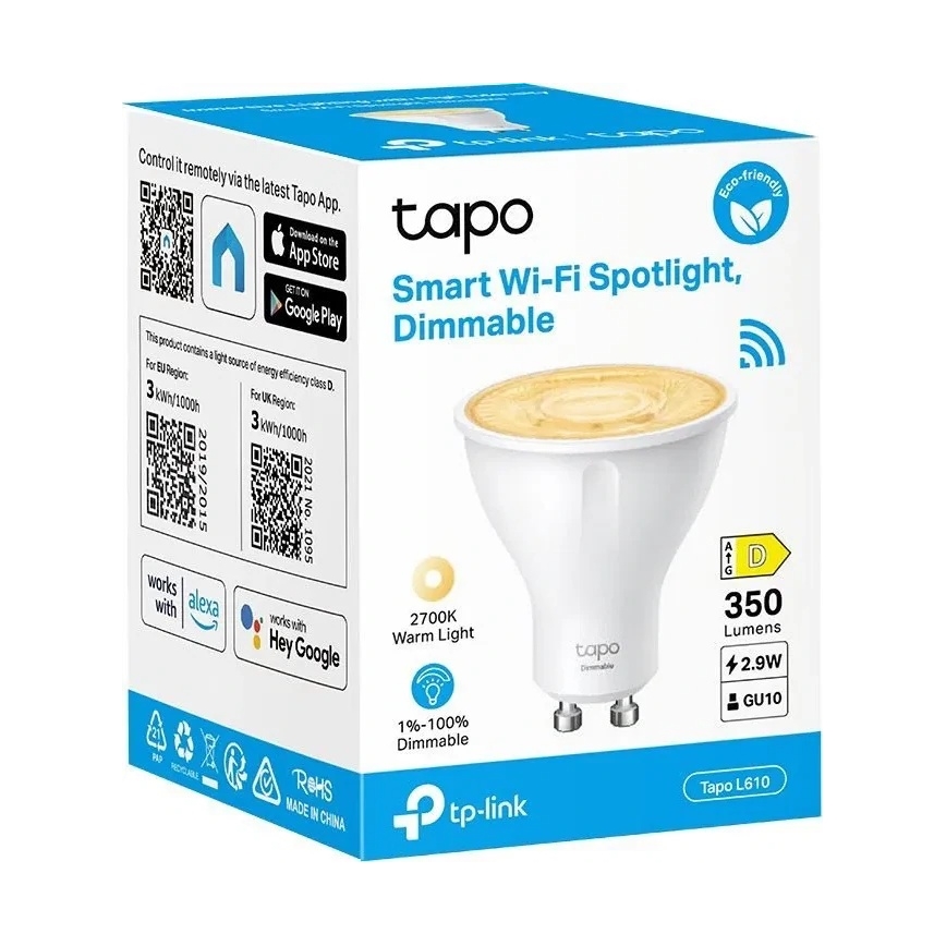 Bec LED dimabil GU10, 2,9W, 230V, 2700K, Wi-Fi - TP-Link