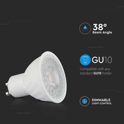 Bec LED dimabil GU10/6W/230V 6500K 38°